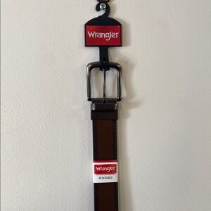 NWT Wrangler Brown Leather Belt with Brushed Nickel Buckle